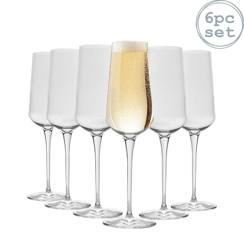Bormioli Rocco Set of 6 285ml Crystal Inalto Uno Glass Champagne Flutes