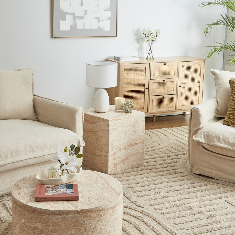 Cooper & Co. Lucia 45cm Travertine Look Side Table