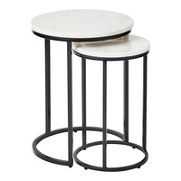 Cooper & Co. Ada 40cm Marble Nested Side Table Set Black