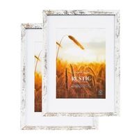 Cooper & Co. Set Of 2 29.7cmx42 Mat to 21x29.7cm White Premium Rustic Wooden Photo Frame