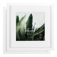 Cooper & Co. Set Of 2 30x30cm Mat to 20x20cm White Premium Paradise Wooden Photo Frame