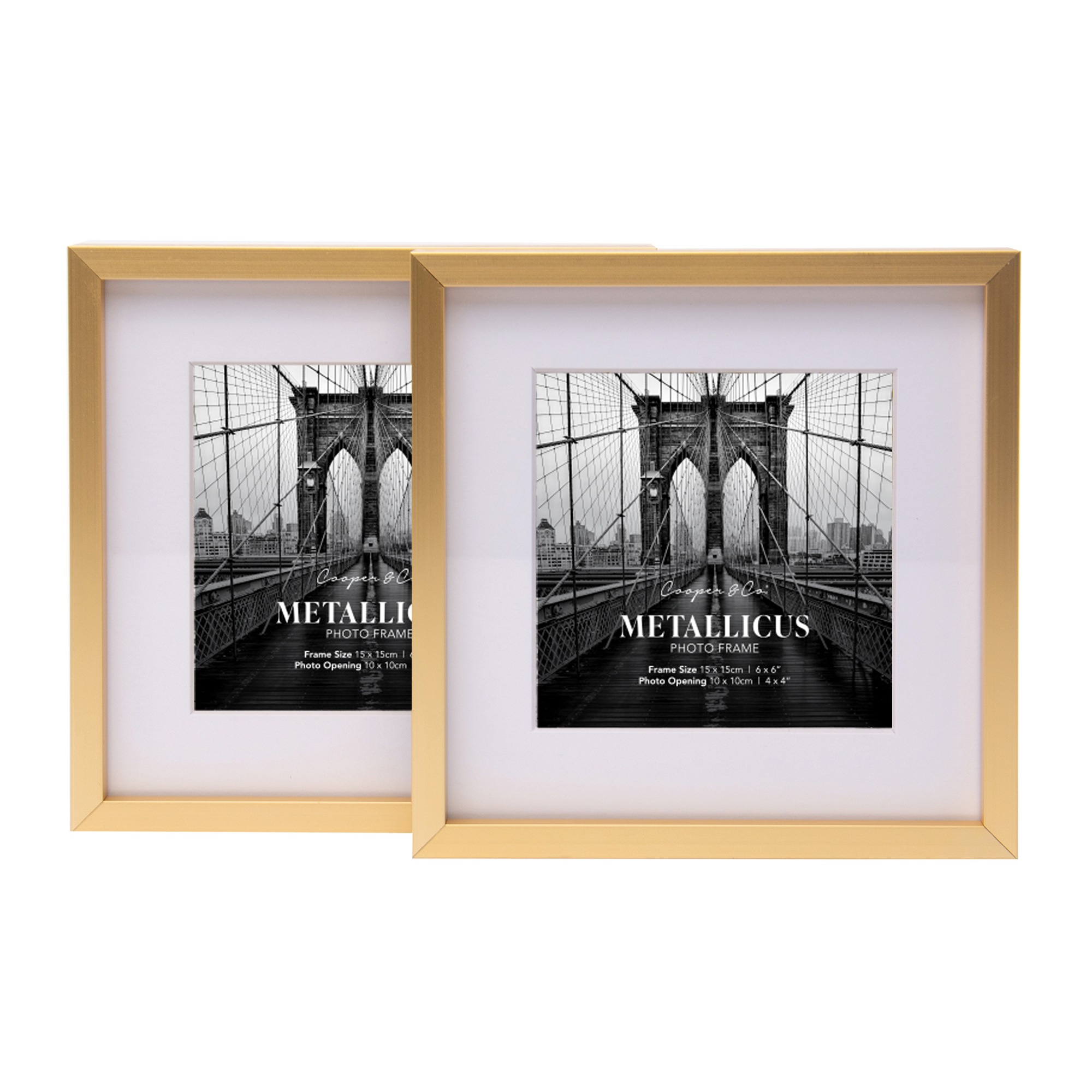 Cooper & Co. Set Of 2 4X4" And 6X6" Platinum Photo Frames Gold Buy