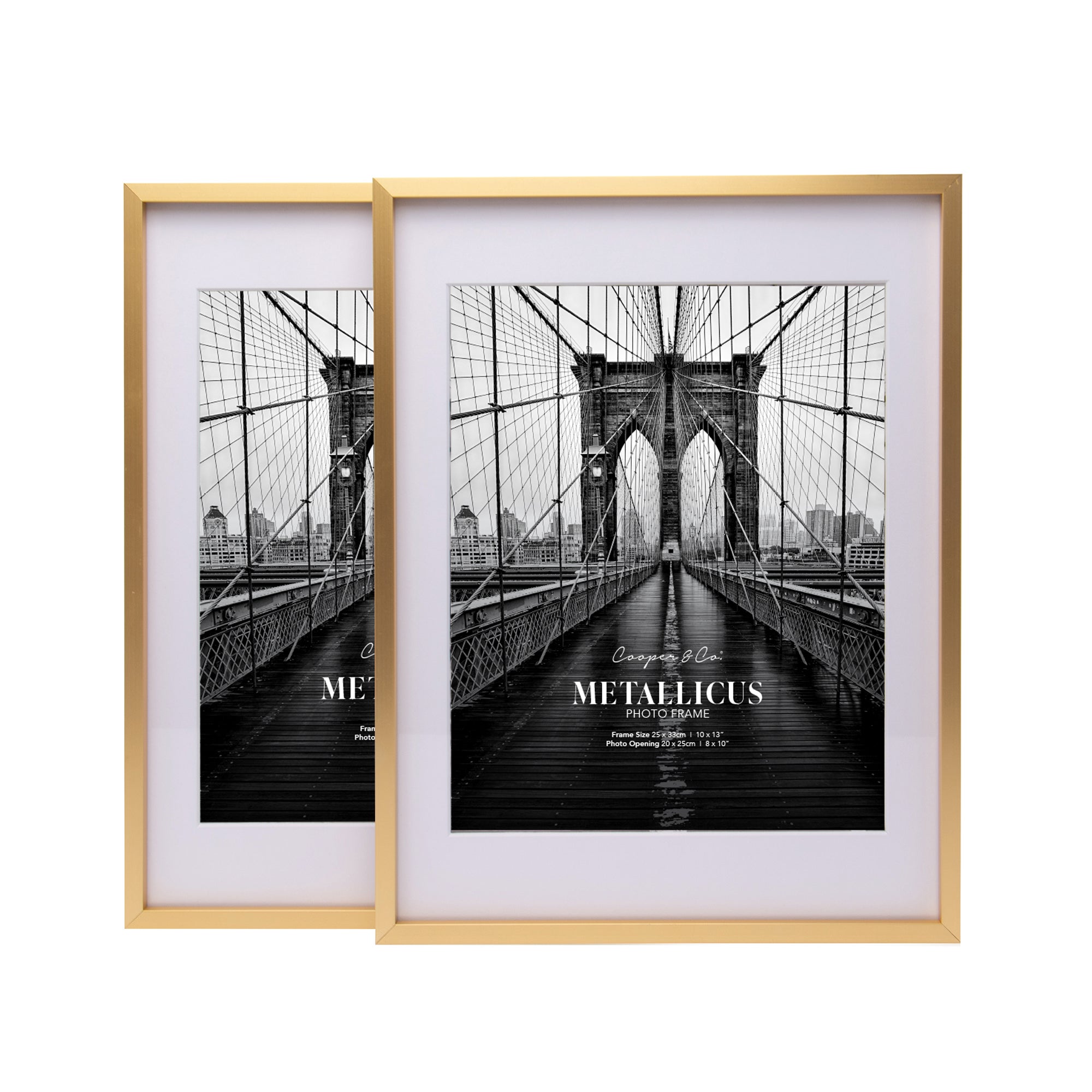 Cooper & Co. Set Of 2 10x13" Mat to 8x10" Gold Premium Metallicus Metal Photo Frames