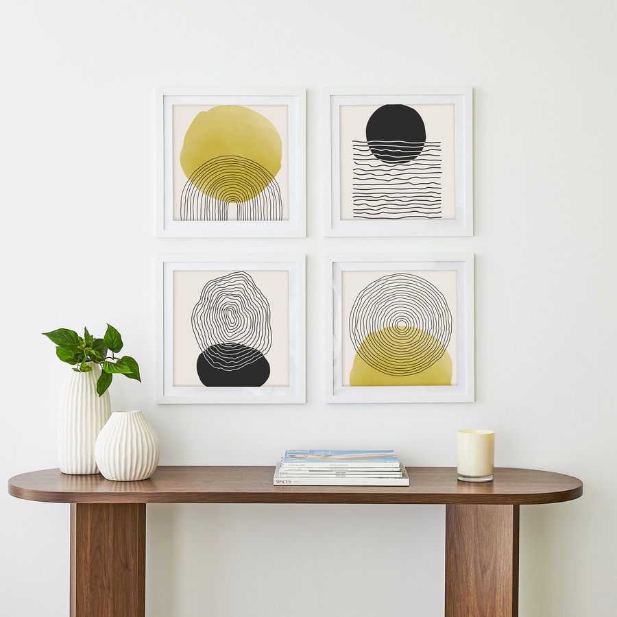 Pixel Set Of 4 14x14" Mat To 12x12" Photo Frames White