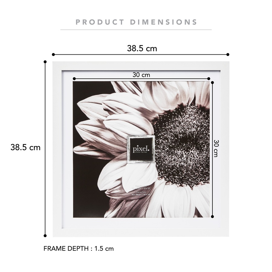 Pixel Set Of 4 14x14" Mat To 12x12" Photo Frames White