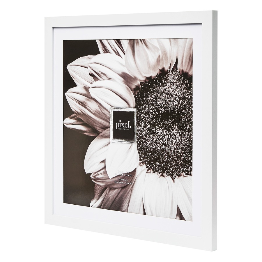 Pixel Set Of 4 14x14" Mat To 12x12" Photo Frames White
