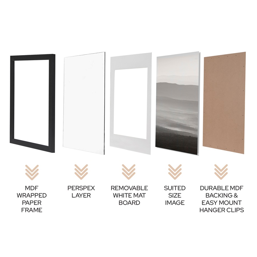 Pixel Set Of 4 A3 Mat To 16x20" Photo Frames Black