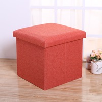 Foldable Storage Stool Orange Colour