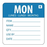 Hygiplas Day Of the Week Removable Food Prep Label Monday 2'' (Roll 500)