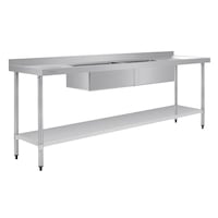 Vogue Double Bowl Sink Double Drainer - 2400mm x 700mm (90mm Drain)