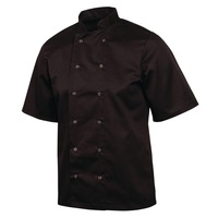 Whites Vegas Chefs Jacket Short Sleeve Black Polycotton - Size XS