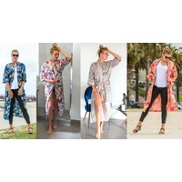 Assorted 4 Kimonos Bathrobe Frida Kimono Kaftan Bird Bathrobe Turkish Bathrobe Cardigan Nightwear Dressing Gown Beach Bikini Summer