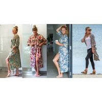 Assorted 4 Kimonos Bathrobe Frida Kimono Kaftan Bird Bathrobe Turkish Bathrobe Cardigan Nightwear Dressing Gown Beach Bikini Summer