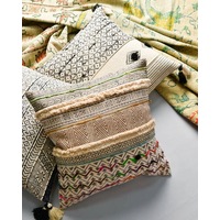 BOHO Cushion Cover - Cream White Moroccan - 50cm Square Decorative Pillow Case
