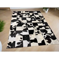 Checkerboard Cowhide Patchwork Rug � Handcrafted Natural Leather