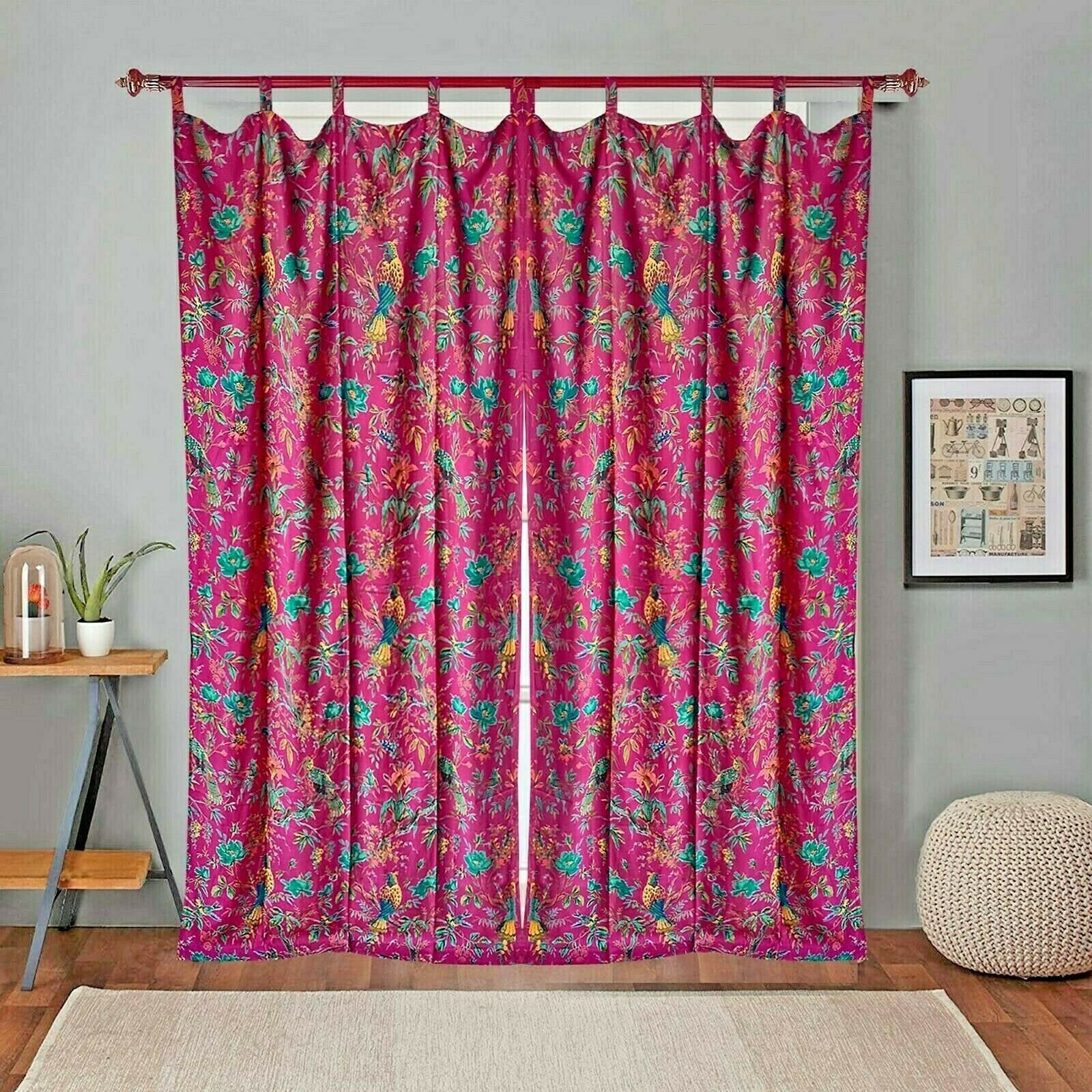 Frida Kahlo boho curtains, eclectic curtains, Frida curtains, boho decor, boho curtain panels, boho home decor TWO PANELS, Christmas gift