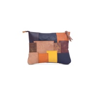 Genuine leather patchwork clutch, leather zipper clutch, tool pouch, leather clutch, leather zipper bag, leather travel bag, iPad case