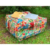 Linen Connections Frida Ottoman Beanbag, Jungle Plants Mexican Painter Art Garden Country Mexico Muertes Ottoman 100% organic cotton