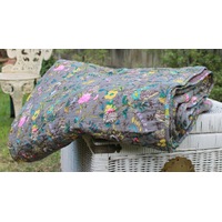 Linen Connections Vintage Handmade Kantha Floral Cotton Quilt Throw Bedspread Block Print Quilt Indian Quilt Comforter Duvet Cover Quilt