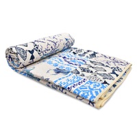 Luxury Handmade Cotton Kantha Quilt Duvet Cover Comforter Bedspread - Queen and King Bed