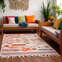 Modern Boho Abstract Rug � 120x180cm Flatweave Cotton with Fringe