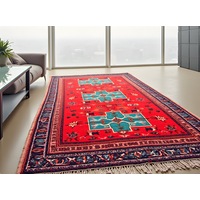 Persian-Style Heritage Rug � 120x180cm, Bold Red Flatweave with Medallion Motif