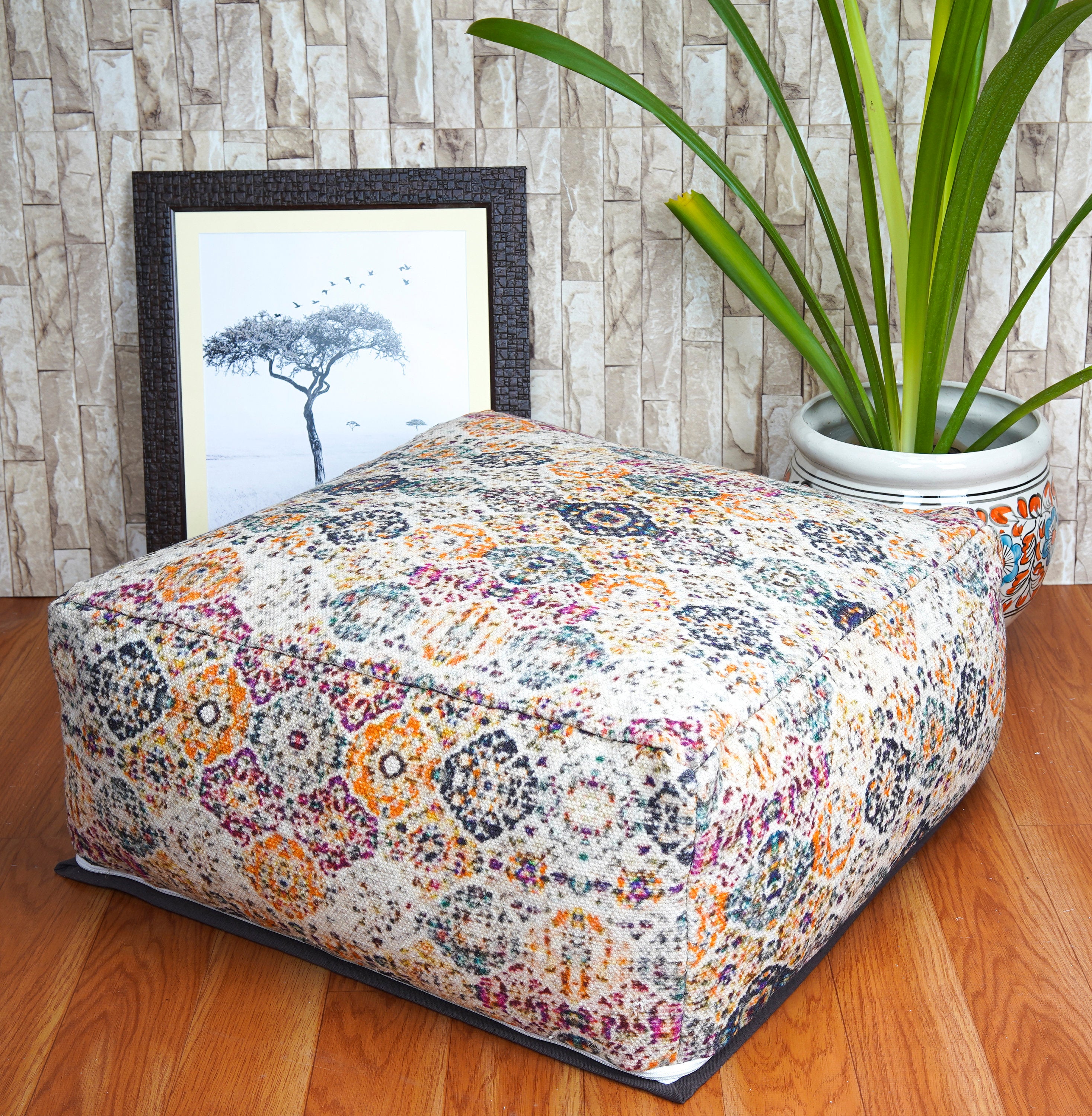 Stunning Moroccan Cushion, Handwoven kilim pouf, Beanbag, Yoga Meditation Cushion, Linen Connections, Ottoman, Footstool, Home Decor Gift