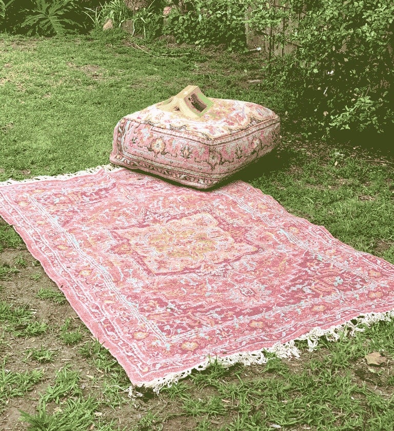 Stunning Moroccan Cushion, Handwoven kilim pouf, Beanbag, Yoga Meditation Cushion, Linen Connections, Ottoman, Footstool, Home Decor Gift
