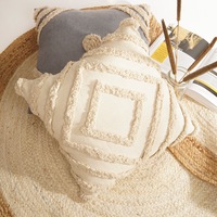 Tassels Cushion Cover 50*50 cm Beige Pillow Cover Handmade Boho rustic decor cream