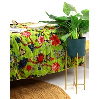 Velvet Frida Kantha Quilt Cotton Quilt Patchwork Quilt Handamade Red Velvet Quilt Floral Quilt Comforter Bedspread Blanket Bedcover Indian - 003