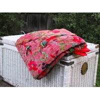 Velvet Quilt Cotton Quilt Patchwork Quilt Handamade Red Velvet Quilt Floral Quilt Comforter Bedspread Baby Quilt Blanket Bedcover Indian