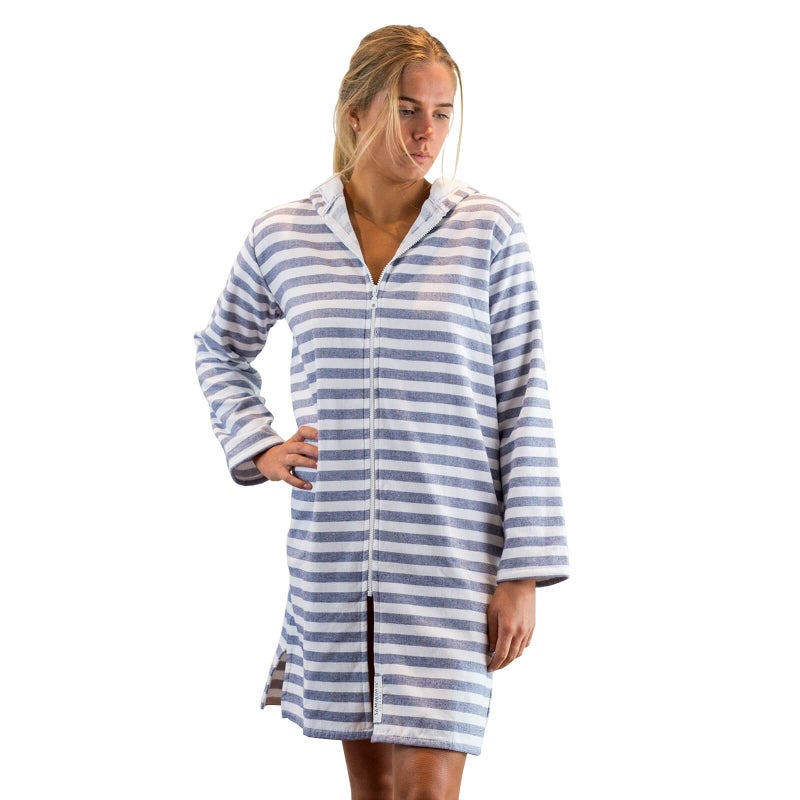 POSITANO Adult Terry Hooded Towel Plus Size: Navy/White