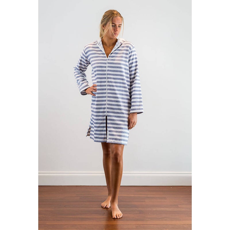 POSITANO Adult Terry Hooded Towel Plus Size: Navy/White