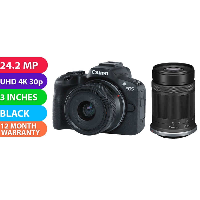 Buy Canon EOS R50 Mirrorless Camera with 1845mm and 55210mm Lenses