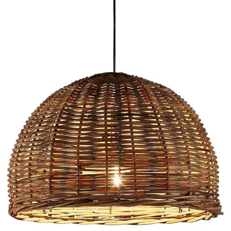 Buy Nairobi Brown Dome Rattan Pendant Light MyDeal