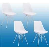 4 x Utopia Designer Faux Leather Chairs (Pack of 4, White)