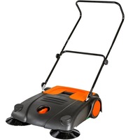 Commercial Industrial Large Area Floor Push Sweeper Orange