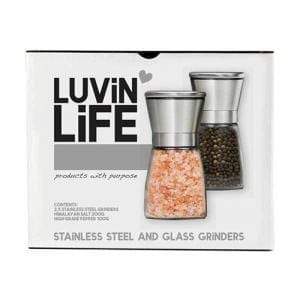 Luvin Life Glass & Stainless Steel Grinder Twin Pack - Filled