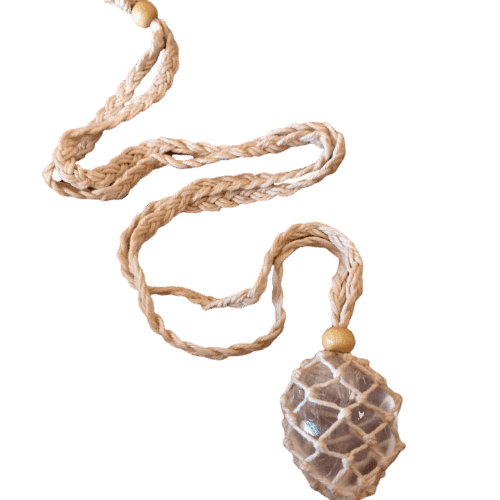 Macrame Crystal Pouch Necklace