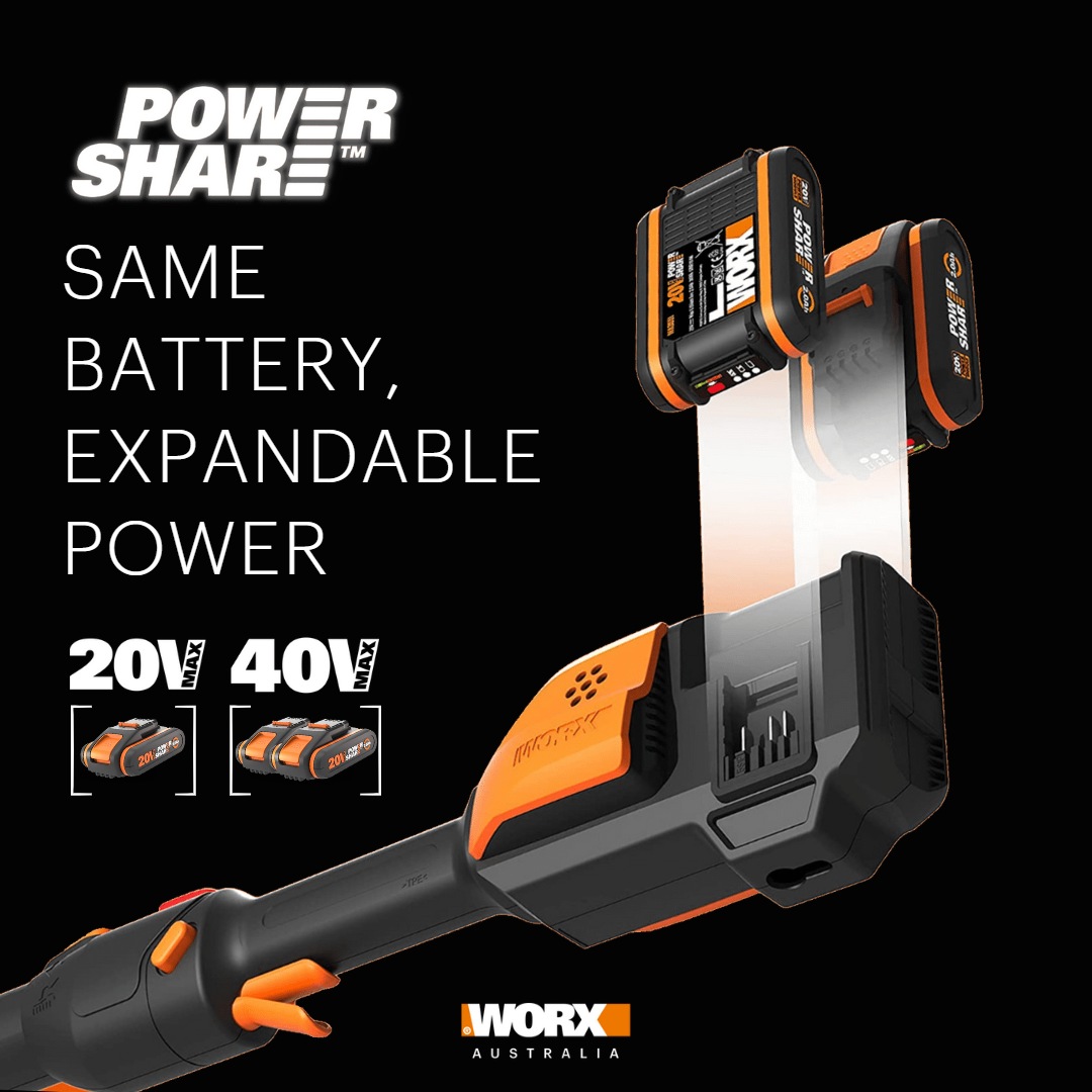 Buy WORX 40V Cordless 30cm Grass Trimmer w 2x POWERSHARE 2Ah