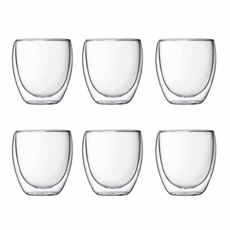 Bodum 4558-10-12 Small 250ml Pavina Double Wall 6pc Glass Set Clear