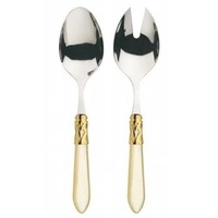 Bugatti Aladdin Gold Plated 2pc Salad Set - Ivory