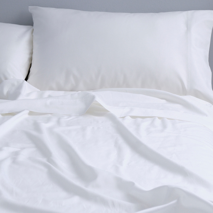 Canningvale Alessia Bamboo Cotton Queen Sheet Set - Carrara White