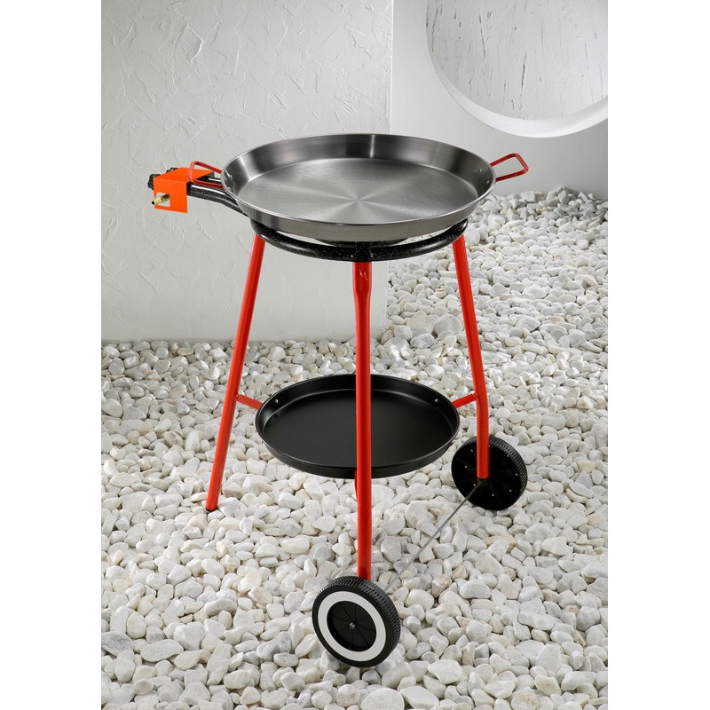 Buy Garcima 46cm Andreu Paella Gas Burner Set, Polished Steel/Red MyDeal