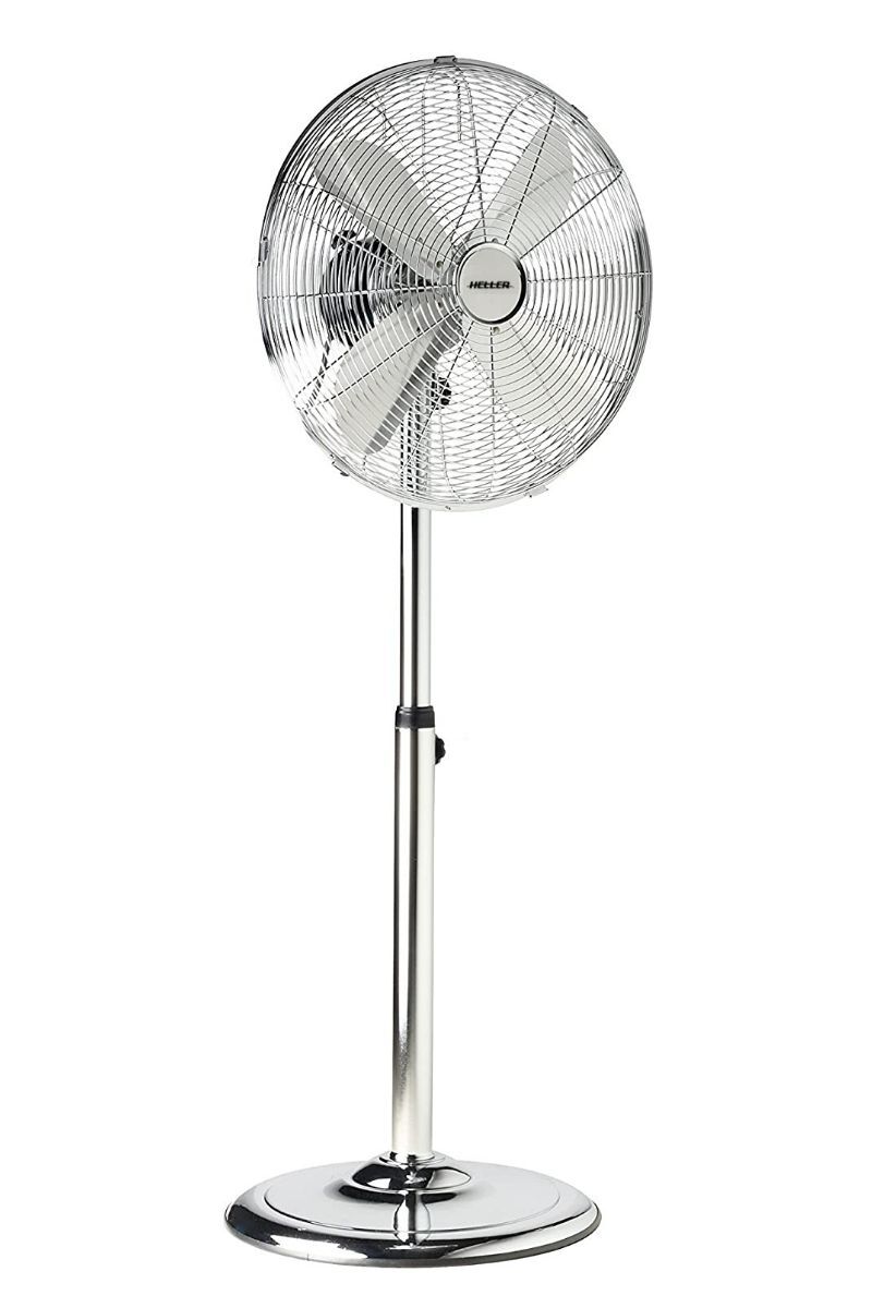 Heller 45cm Cooling/Oscillating/Tilt Adjustment Metal Pedestal Fan - Brushed Chrome