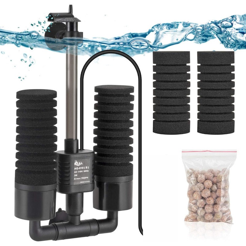 Buy Hygger Aquarium Double Sponge Filter 3W Black MyDeal