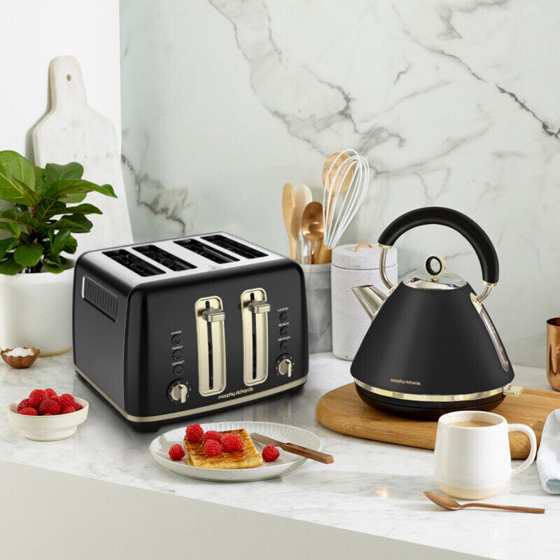 Gold kettle outlet and toaster set