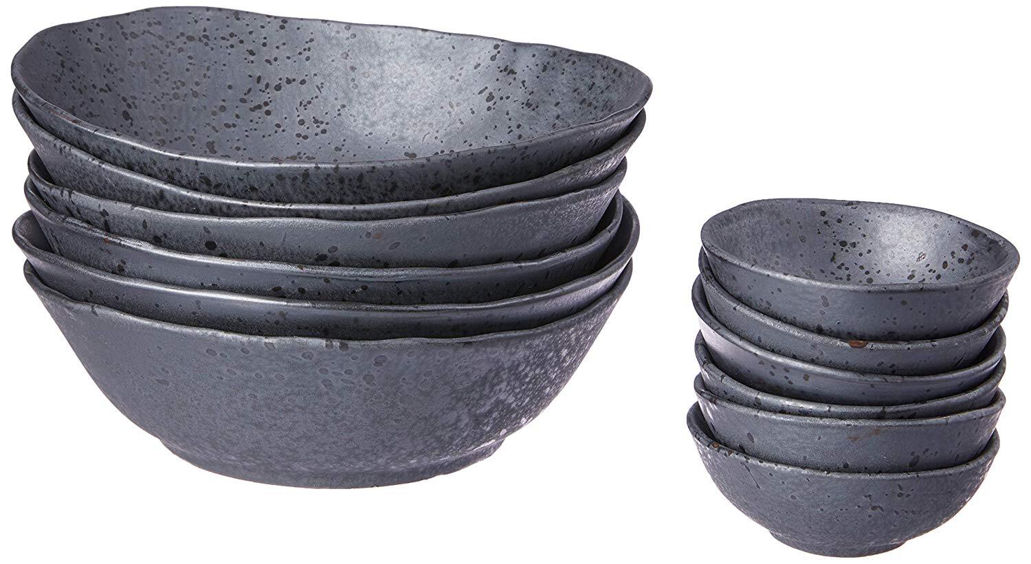 Shervin Verkil 12pc Rania Ceramic Soup/Laksa & Dipping Bowls Set- Gift Boxed