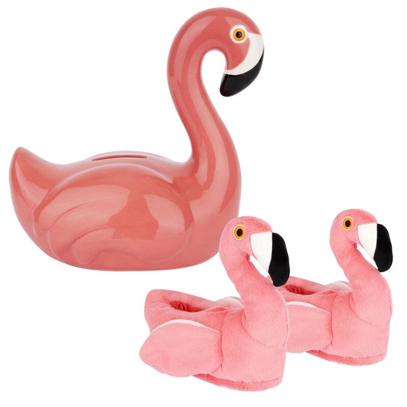 Flamingo Slippers & Money Bank