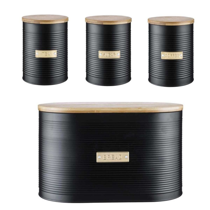 Buy Typhoon 4Pc Living Otto Black Kitchen Tea/Coffee/Sugar Canister